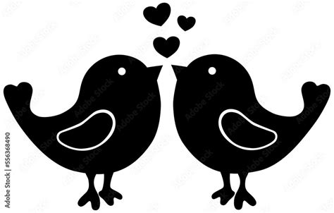 Love Couple Birds With Heart Silhouette Stock Illustration Adobe Stock