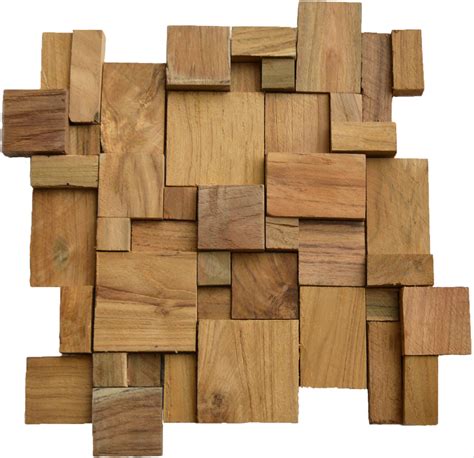 3d Recycled Teak Natural Wood Wall Tile Cladding 12 X Etsy Wooden