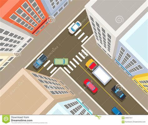 Crossroads In The City Top View Stock Vector Image 56927317