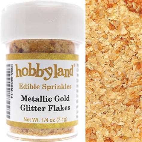 Hobbyland Edible Sprinkles Metallic Gold Edible Glitter Flakes 14 Oz