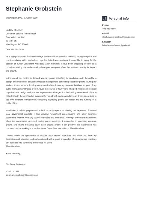 Consulting Cover Letter Expert Guide Examples And Template