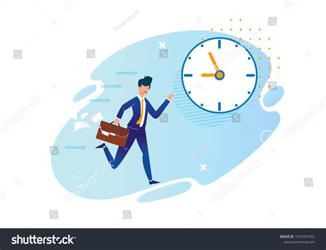 Vector Illustration Being Late Work Cartoon Stock Vector Royalty Free