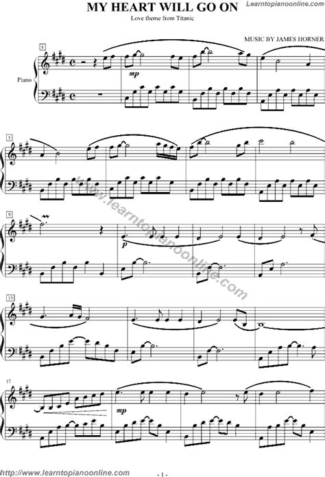 Free piano sheet music > c artists > celine dion. my heart will go on-Celine Dion Free Piano Sheet Music ...