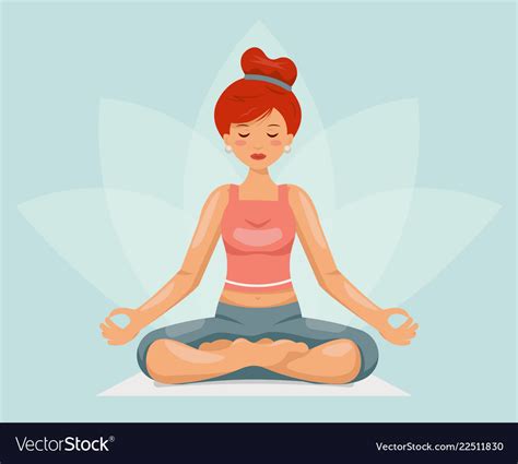 Meditation Cute Female Girl Yoga Health Cartoon Vector Image