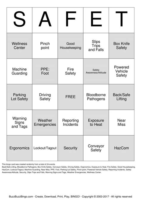 Safe T Bingo Cards To Download Print And Customize