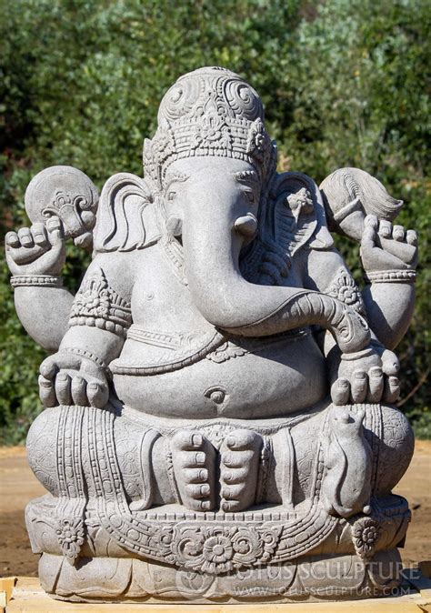 Sold Large Stone Seated Garden Ganesha Statue Hand Carved In Java From