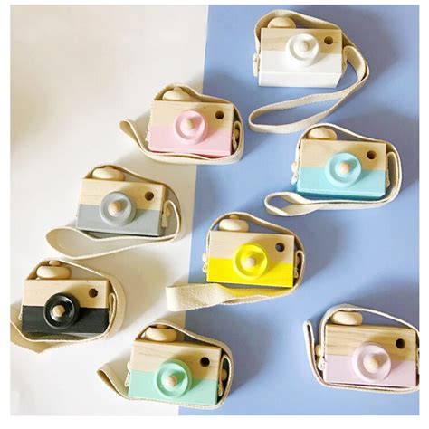 Cute Colorful Nordic Hanging Wooden Camera Toy Photographic Props For