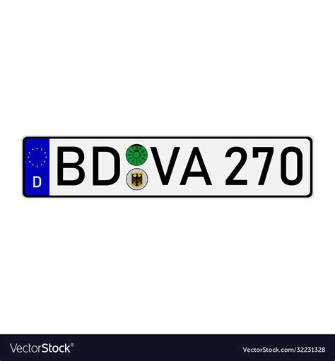 German European Union Car License Plate Royalty Free Vector
