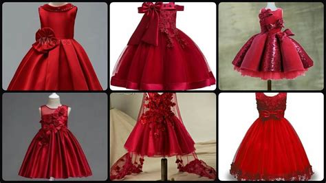 Top Red Baby Frock Design Kids Party Wear Traditional Red Dress