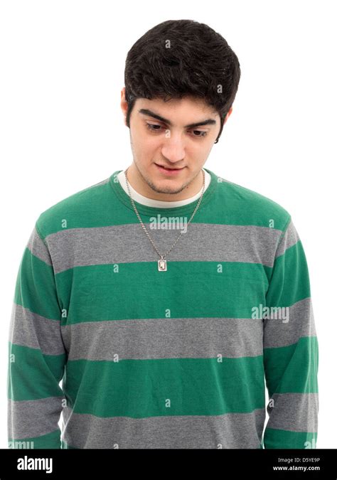 Portrait Of Young Man Looking Down Stock Photo Alamy