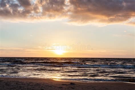 Sunset On The Beach Polish Sea Baltic Stock Photo Image Of Blue