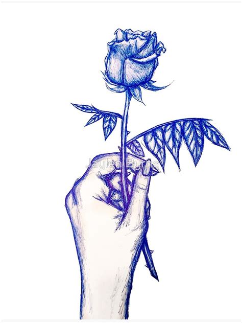 Ink Drawing Of Hand Holding Rose Art Print By Jayjay171 Redbubble
