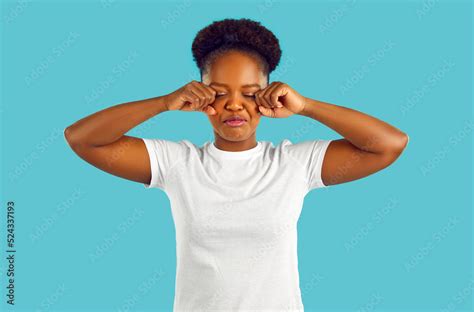 Foto Stock Fake Tragedy Funny Capricious Young African American Woman