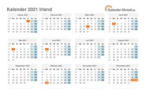 Beli kalender bali online berkualitas dengan harga murah terbaru 2021 di tokopedia! Feiertage 2021 Irland - Kalender & Übersicht