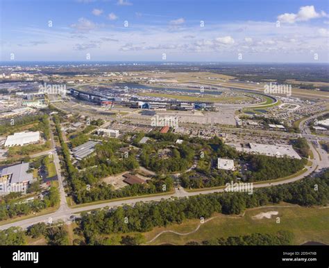 Daytona Beach International Speedway And City Landscape Aerial View