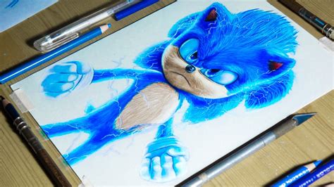 How To Draw Sonic The Hedgehog Color Pencil Portrait Speed Drawing
