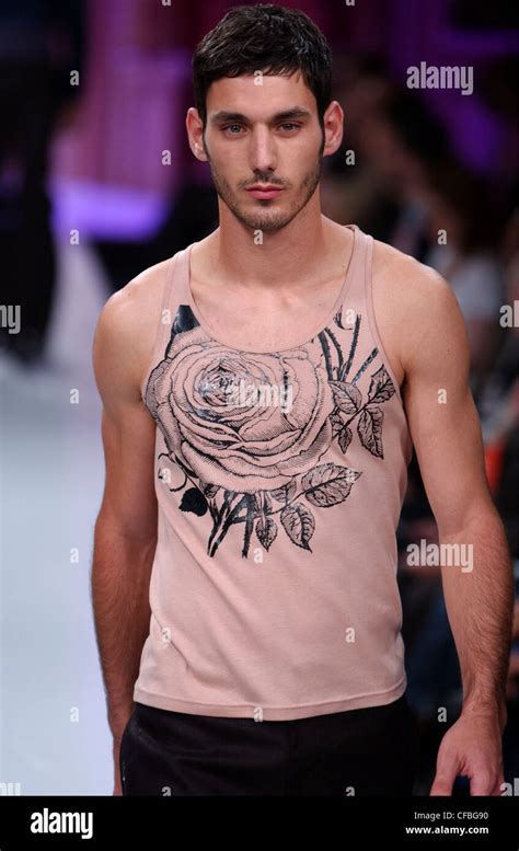 Emanuel Ungaro Paris Menswear S S Male Model Wearing Peach Sleeveless