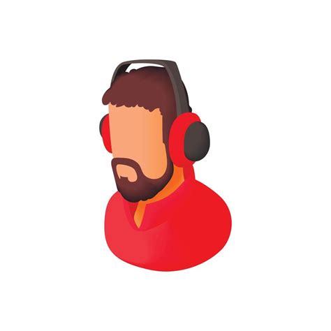 Male Commentator In Headphones Icon Cartoon Style 14450565 Vector Art
