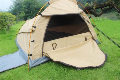 Canvas Camping Two Person Swag Tent With 450gsm Grid Pvc Floor Mesh