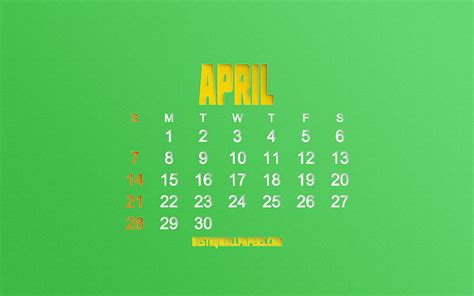 2019 April Calendar Green Paper Background 2019 Calendars Creative