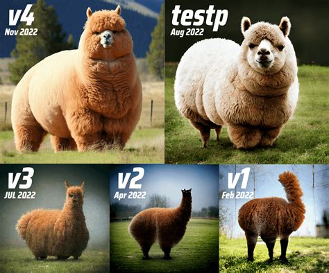 Midjourney Version Comparison Using Prompt Photo Of A Fat Alpaca R