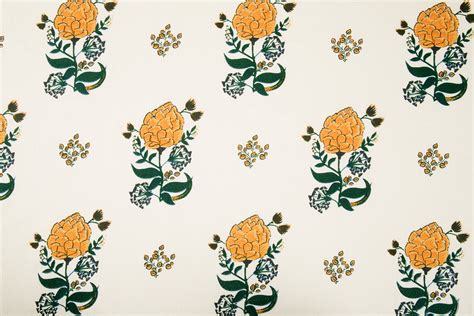 Marigold Flower Print Fabric Indian Cotton Fabric Block Etsy
