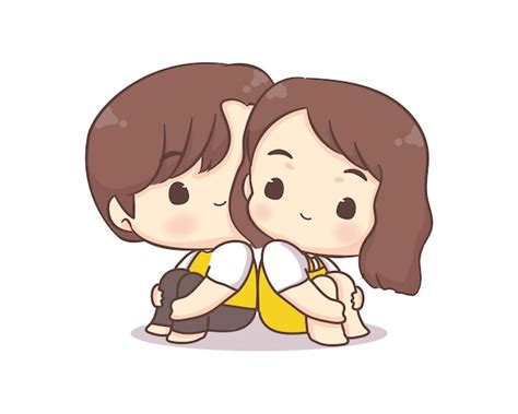 Premium Vector Cute Lovers Couple Chibi Cartoon Character Happy