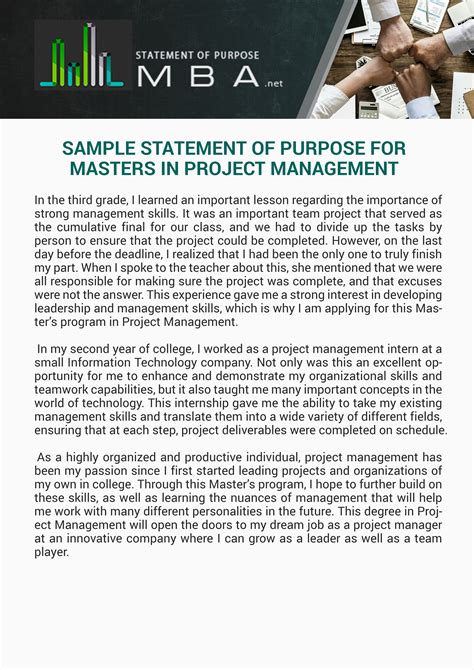 Sample Statement Of Purpose For Masters In Project Management | Project management, Project ...