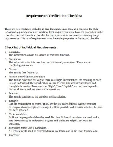 10 Requirement Checklist Examples Job Project Business Examples