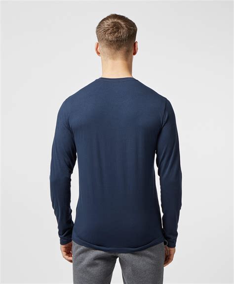 Emporio Armani Synthetic Eagle Logo Long Sleeve T Shirt Navy Blue For