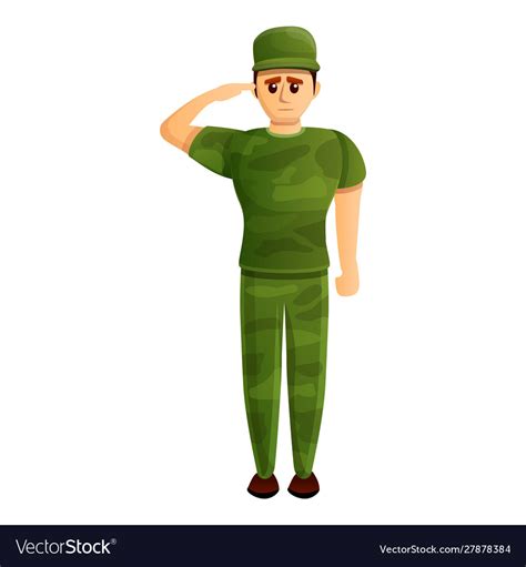 Soldier Salute Icon Cartoon Style Royalty Free Vector Image