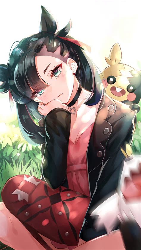 anime anime girl Pokémon Sword and shield marnie Mary Morpeko dark hair legs