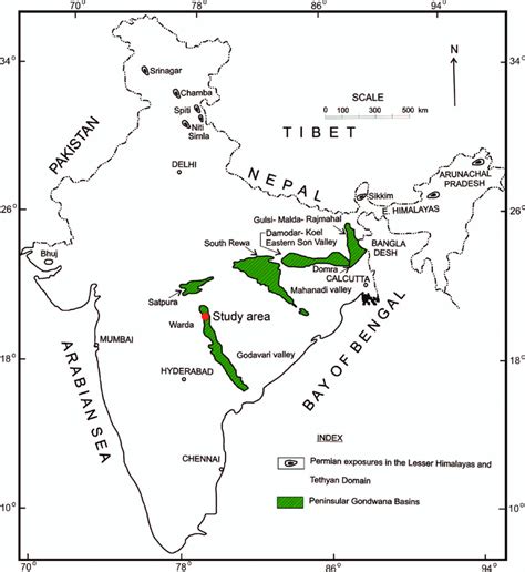 Map Of India Showing The Distribution Of Various Permian Basins After