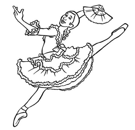 Gambar Vector Cartoon Happy Ballerina Girl Tippy Toes Outlined Coloring