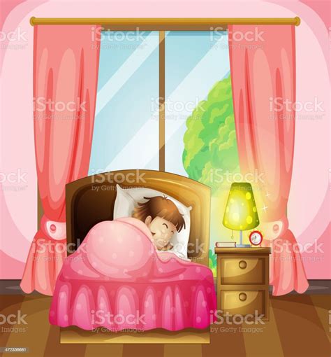 Sleeping Girl On A Bed Stok Vektör Sanatı And 13 19 Yaş Arası‘nin Daha Fazla Görseli Istock