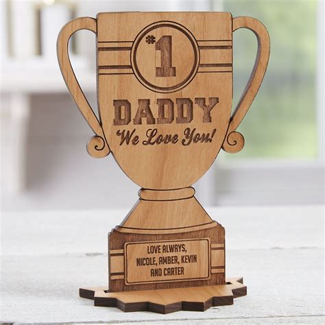 Number One Dad Personalized Trophy Wood Keepsake Personalized Ts