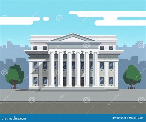 Front View Of Court House Bank Or University Stock Vector