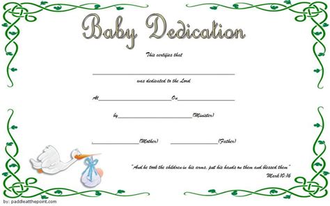Printable Godparents Certificate Template Baby Dedication Certificate