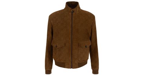Gucci Leather Bomber Jacket In Brown For Men Lyst