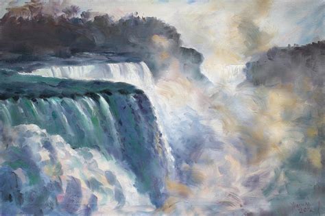 Misty Niagara Falls Painting By Ylli Haruni