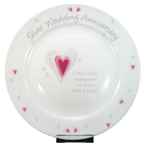 Personalised Silver Anniversary Plate 25th Anniversary Ts Silver