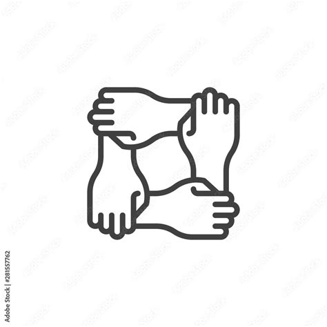 Solidarity Hands Line Icon Linear Style Sign For Mobile Concept And