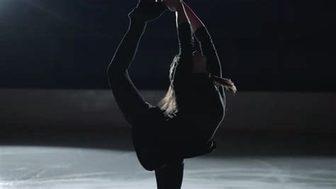 Biellmann Spin In Single Female Figure Skating Young Sportswoman Is