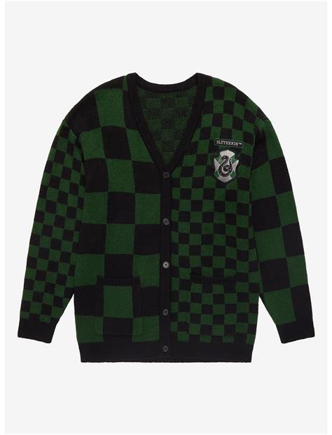 Harry Potter Slytherin Checkered Womens Cardigan Boxlunch Exclusive