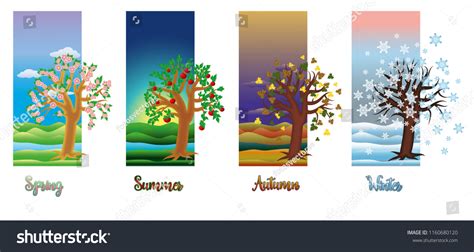 Four Seasons Banners Vector Illustration Stock Vector Royalty Free