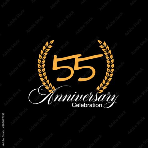 55 Years Old Luxurious Logo Anniversary Vector Gold Colored Template Framed Of Palms Greetings