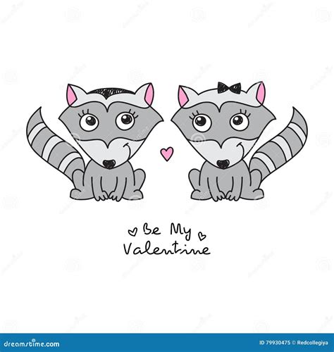 Hand Drawn Raccoons Stock Vector Illustration Of Love 79930475