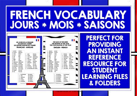 French Days Months Seasons Freebie Teaching Resources