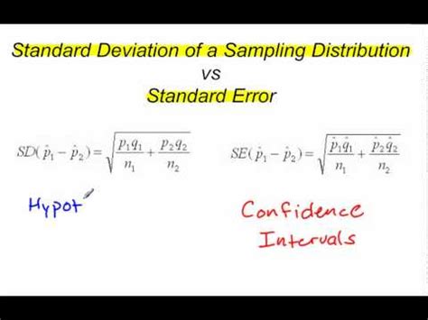 Standard error (se) calculator, formulas & work with steps to estimate the standard error of sample mean x̄ or proportion p, difference between two it shows how effective the selected sample size n is in the statistical experiments or the reliability of experiment results with respect to the sample size. Standard Deviation vs Standard Error - YouTube