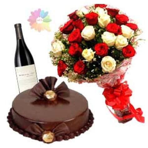 The entire gift is packaged and presented in a beautiful wood. 20 red&white mix colour roses with 1 kg double chocolate ...